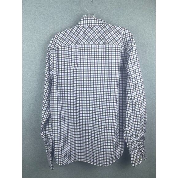 UNTUCKit Button Up Shirt Mens XL White Plaid Checks‎ Slim Fit Purple Black - Picture 6 of 9